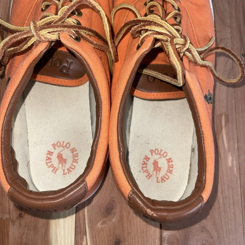 Polo Ralph Lauren Vaughn-SK-VLC Orange Canvas Lace-Up Sneakers Men's 10.5 D